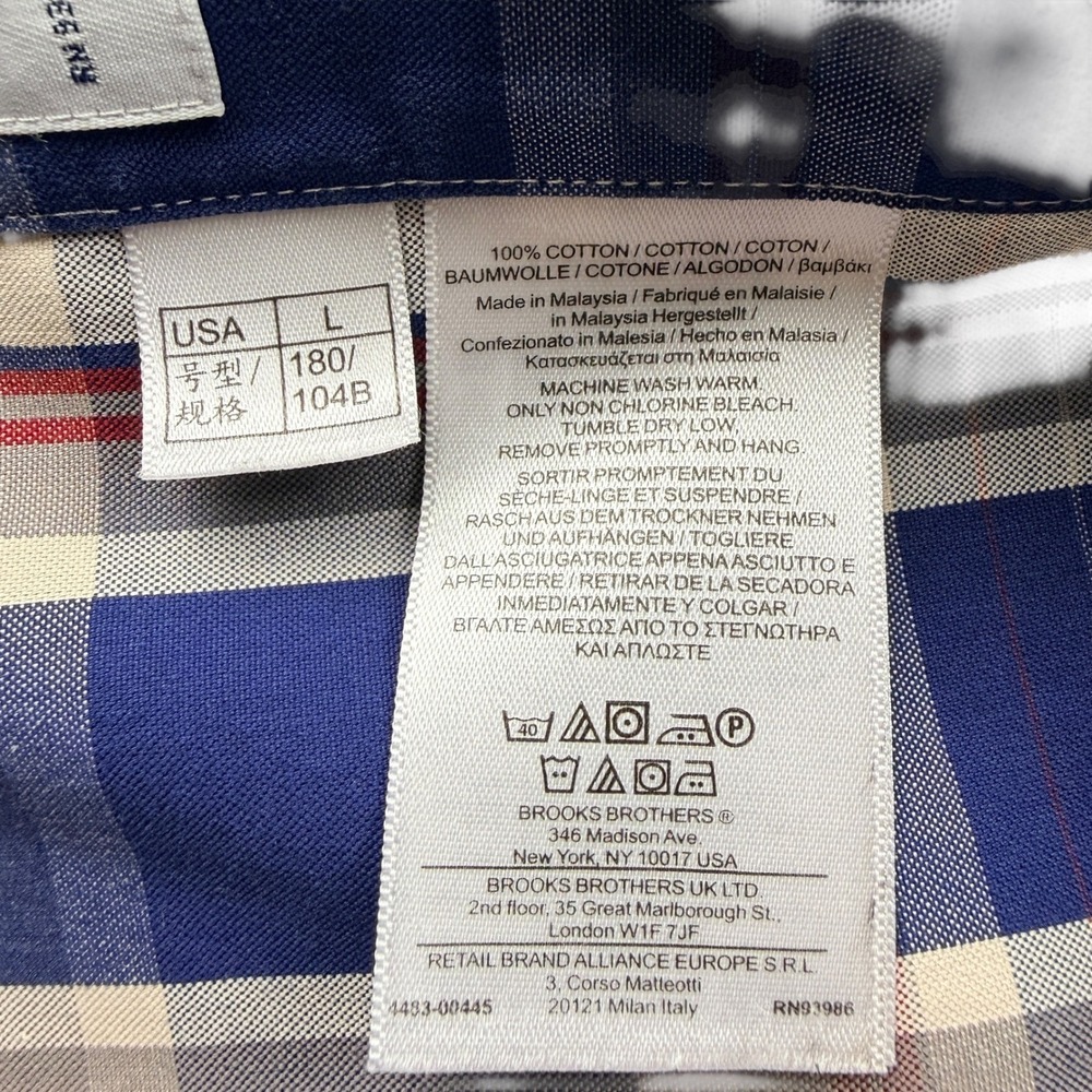 Brooks Brothers 346 Mens Slim Fit Plaid Button Down Shirt Non Iron Size L - Picture 5 of 7